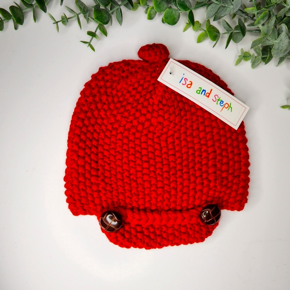 Red Crocheted Childs Beanie